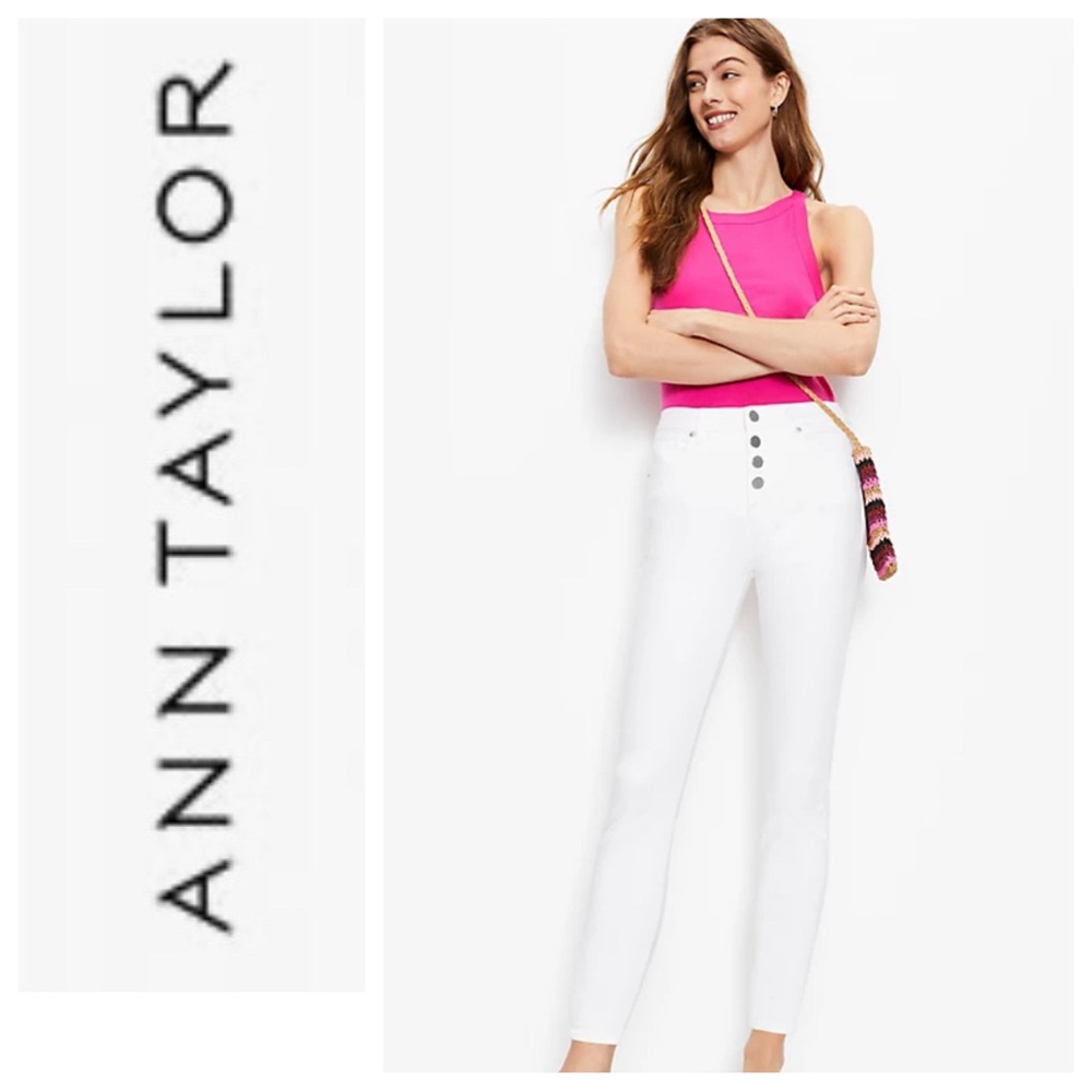 NWT ANN TAYLOR LOFT High Rise Skinny Crop Jeans White Size: 2